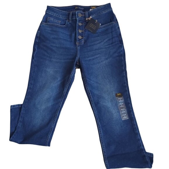 Women's Lee Barely Boot Leg Cropped Boot Cut High Rise Relaxed Fit Denim Jeans - Picture 3 of 15